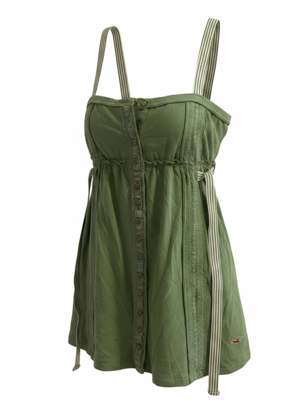Hollister Olive Green Strappy Button-Front Tank Dress